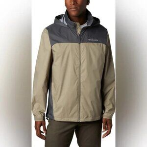 Columbia Glennaker Lake Rain Jacket Gray Tan Packable Waterproof Hood, Men’s M*